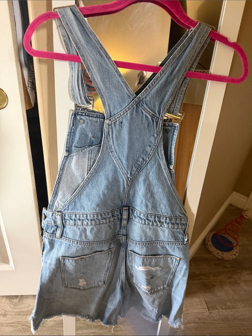 Light Blue Distressed Denim Short- Hudson overalls!!!
